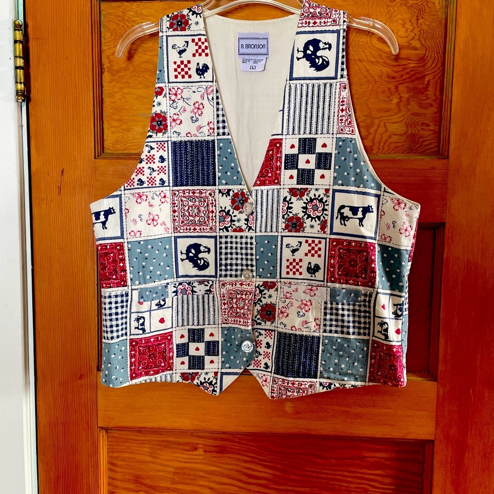 B. BRONSON Country Look Button Down Vest Sz L